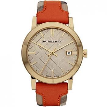 BURBERRY BU9016 Men's Orange Leather Strap Wrist Watch