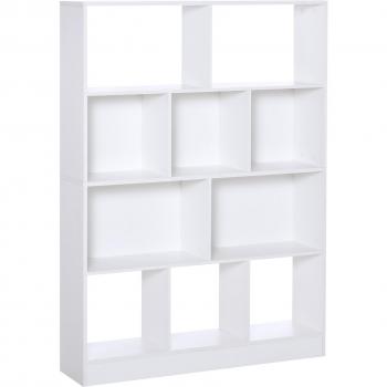 Estantería Librería Homcom 4 Niveles 10 Compartimentos Blanco 140x100x23,8 cm