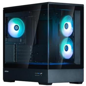 Caja Zalman P30 V2 micro-ATX con vidrio templado y vista panorámica, 3 ventiladores ARGB de 120 mm, color negro