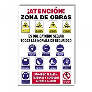 Wolfpack 15050700 Cartel Combinado Normas Obra 100x70cm