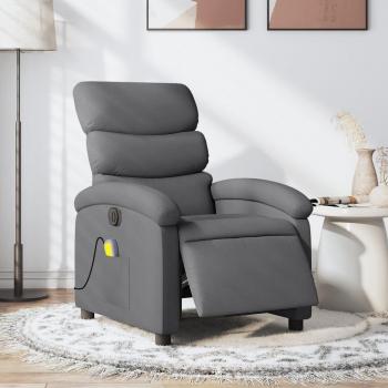 Sillón reclinable de masaje eléctrico en tela gris claro, gris oscuro y negro - Sillón cómodo para dormitorio y relax