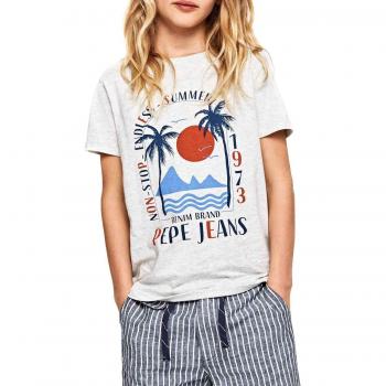 Pepe Jeans- Camiseta PB502449 REN- 913 Light Grey Marl- Camiseta NIÑO Manga Corta