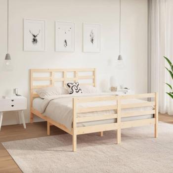 Estructura de cama doble pequeña de madera maciza 120x190 cm