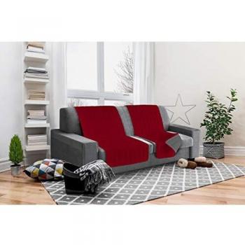 Italian Bed Linen Elegant Protector de Respaldo y Asiento para Sofá, Microfibra, Burdeos y Gris Oscuro, 40x30x15 cm