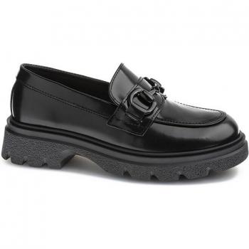 Colegiales Pablosky 868311 Negro - Mocasines de niña de piel con plantilla amortiguadora