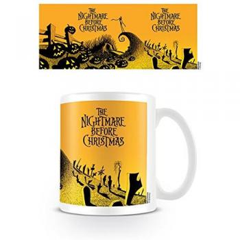 Taza de Porcelana Multicolor Pyramid MG24420 - Diseño Pesadilla Antes de Navidad con Cementerio y Jack