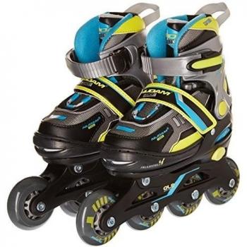 Nijdam para patines en línea ajustables Negro Schwarz/Limone/Blau Talla:27 - 30