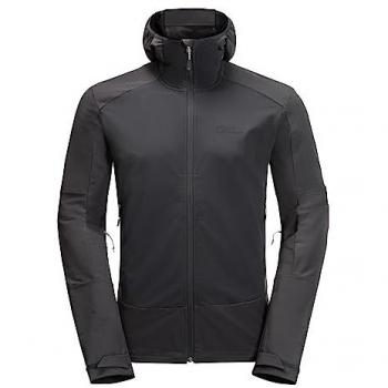 Chaqueta con capucha Jack Wolfskin Kammweg forro polar hombre negro, gris oscuro y verde oscuro - Tallas L y XL