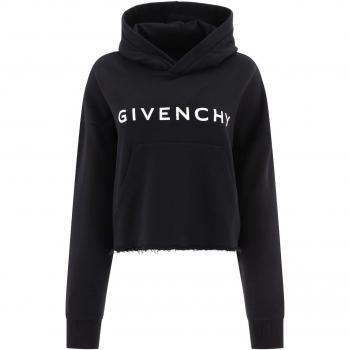 Givenchy Women's Cropped Hoodie in Black | Size Small | BWJ03M3YAC001