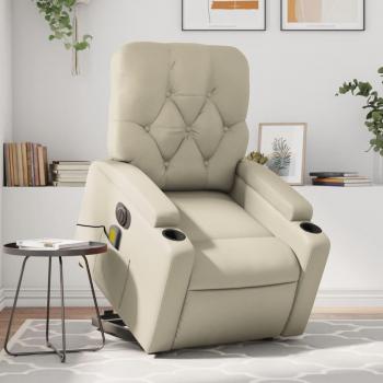 Sillón de masaje elevable eléctrico de cuero sintético en negro, crema y marrón - Sillón cómodo para dormitorio y relax