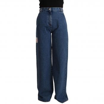 GCDS Blue Cotton High Waist Wide Leg Boot Cut Denim Jeans - W30