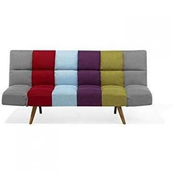 Sofá Cama de Tela Multicolor INGARO con 3 Plazas y Respaldo Reclinable