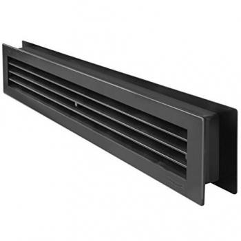 La ventilación pt489 N Rejilla de ventilación de plástico rectangular 480 x 98 mm telescópica, Negro