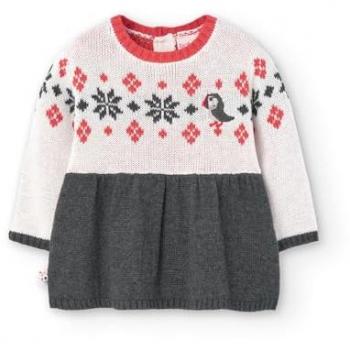 Vestido de bebé niña de punto con estampado geométrico Boboli