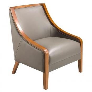 Sillón Moderno Ángel Cerdá de Piel Gris con Reposabrazos - 68 x 88 x 87 cm