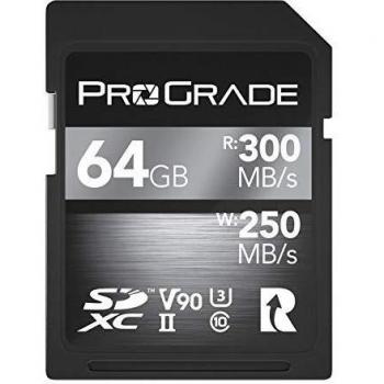 ProGrade Digital 64GB V90 UHS-II SDXC Memory Card - Write Speed up to 250MB/s, Read Speed up to 300MB/s