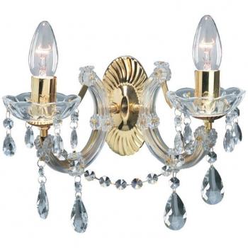 Aplique Marie Therese de Vidrio y Latón con 2 Luces