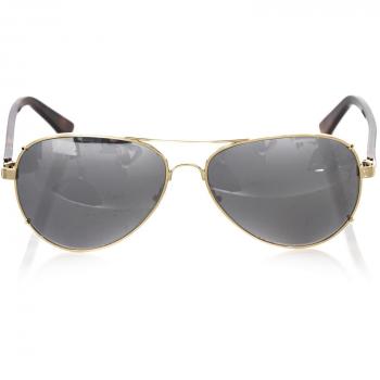 Frankie Morello Gold Metallic Fibre Sunglasses, Male, Yellow, Size: ONE SIZE, Gold Aviator Sunglasses with Smoked Lenses