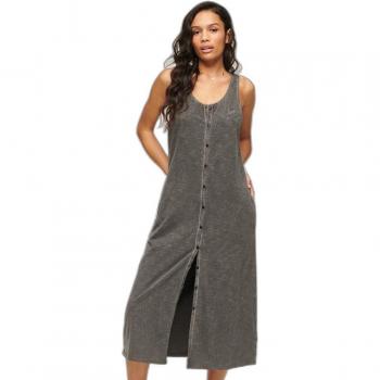 Vestido Vintage de Jersey Botonado Negro Superdry para Mujer XS