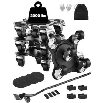 VEVOR Heavy Duty Furniture Dolly, 2000 lbs Load Capacity, 5 360° Swivel Wheels, Carbon Steel Platform