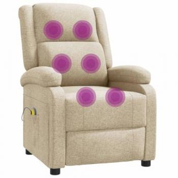 Sillón de masaje de tela color crema vidaXL