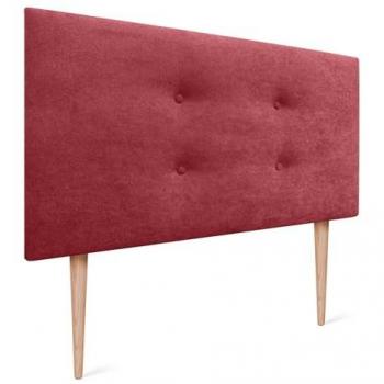Cabecero Tapizado Aqualine de Polipiel o Tela con 2 Hileras de Botones en Rojo, 95x105cm para Camas de 80/90 cm