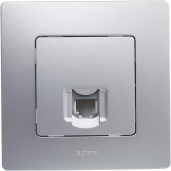 Legrand Niloé Toma de Teléfono RJ11 Monoblock Completa en Color Aluminio, Referencia 396483