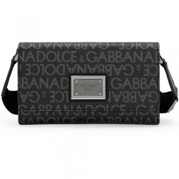 Dolce & Gabbana Men's Allover Crossbody Bag in Black | Size UNI | BM2332AJ7058B969