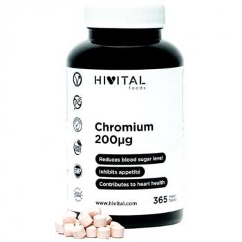 Cromo 200 mcg Picolinato - 365 comprimidos veganos de alta biodisponibilidad, sin aditivos químicos, fabricado en España