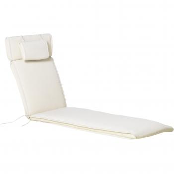 Outsunny Cojín para Tumbona de Jardín Exterior Plegable con Reposacabezas Desenfundable y Lavable 198x53x5 cm Beige