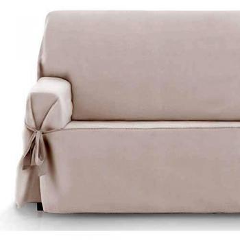 Vipalia Protector Funda Sofa Lazos. Cubresofa. Fundas para Sofa Loneta Lisa. Reversible Comodo Practico Resistente. Algodon Ecologico. Facil Montaje. Calidad Diseño Royale. Color Blanco. 2 Plazas