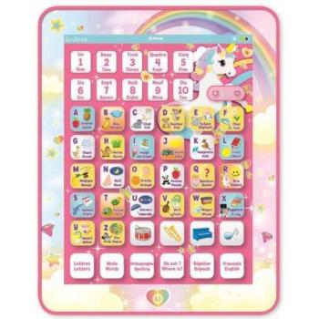 Tableta Educativa Interactiva Bilingüe Lexibook Unicornio - Francés/Inglés, Aprendizaje de Letras, Números y Música, Rosa