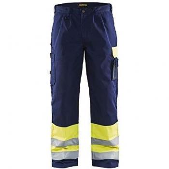 High Vis C154 - Pantalones de trabajo, color amarillo y azul marino