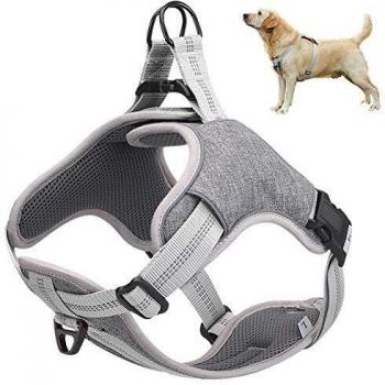 Arnés para perros sin tirón, mejor entrenamiento reflectante para caminar al aire libre, malla acolchada en el pecho transpirable ajustable, con regalo 1 campana pequeña gratis