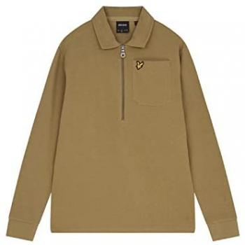 Lyle & Scott Men's Textured Patch Quarter Zip Sweater in Seaweed Green