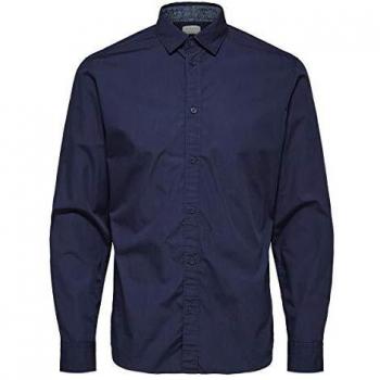 SELECTED HOMME Slhslimmark-Washed Shirt LS W Noos Camisa, Azul