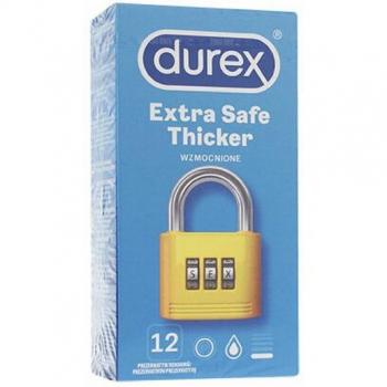 DUREX Extra Safe - Preservativos de látex, 12 unidades, mayor grosor para mayor seguridad y confianza, lubricados para una experiencia más placentera