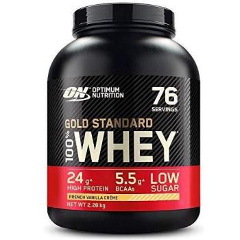 Optimum Nutrition Gold Standard Whey Muscle Building and Recovery Protein Powder With Naturally Occurring Glutamine and Amino Acids, French Vanilla Crème, 76 Servings, 2.28kg, Packaging May Vary