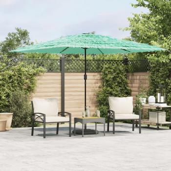 Sombrilla de jardín con poste de acero 290x290x238 cm color marrón, azul y verde