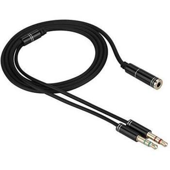 Tonysa Cable de extensión del Divisor de Auriculares 3.5 mm Hembra a Doble 3.5 mm Macho Divisor de Auriculares Mic Adaptador de Auriculares Línea para Juego de música Llamada de Voz