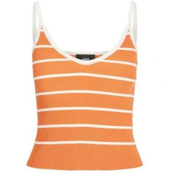Camiseta de Tirantes de Rayas Naranja y Blanca para Mujer - Jack & Jones Jxesther