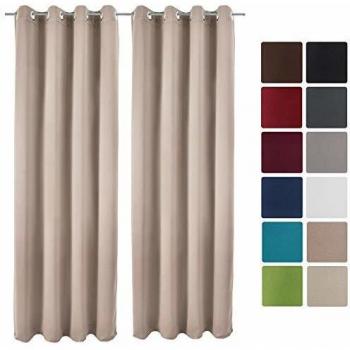 Cortina Oscurante de Ojales Beautissu - 140x245 cm Arena