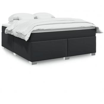 Cama box spring suave con colchón negro 180x200 cm en cuero sintético