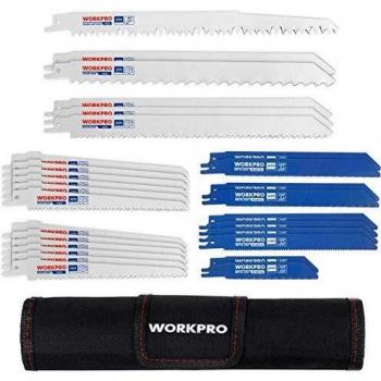 WORKPRO 32 Hojas de Sierra Sable para Madera y Metal con Bolsa Organizador，para madera、metal o plástico, Ideal para cortar ramas