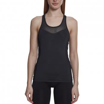 Urban Classics Ladies Tech Mesh Top, Camiseta sin Mangas para Mujer, Negro