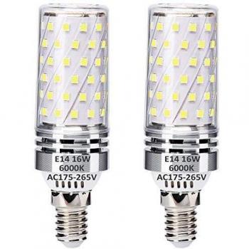 E14 LED Maíz Bombillas 16W Blanco Frío 6000K Equivalente a 120W Bombillas halógenas, E14 El ahorro de energía Bombilla, sin parpadeo, sin atenuación, 1400LM, CA 175-265V, paquete de 2