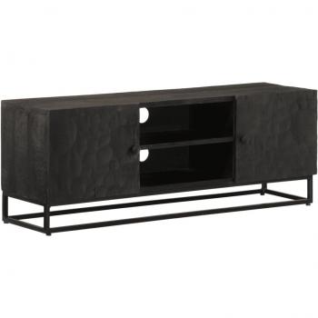 vidaXL TV Cabinet Black 110x30x40 cm Solid Wood Mango and Iron