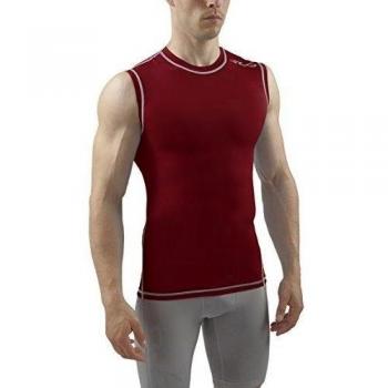 Sub Sports Dual Kompressionsshirt Funktionswäsche Base Layer Ärmellos - Camiseta de compresión de running para hombre, color rojo, talla M