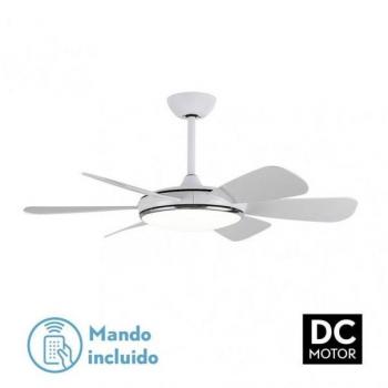 Ventilador de Techo DC Blanco Oriel 72W con luz, 6 Aspas, 3 Temperaturas de Luz (3000K-4000K-6000K), Control Remoto, Temporizador y Memoria
