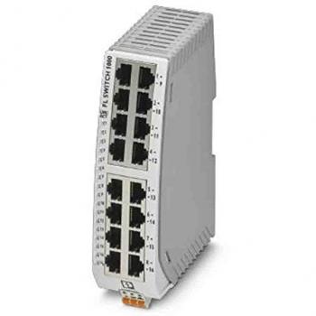 Phoenix Contact FL SWITCH 1016N Industrial Ethernet Switch (16 Ports, DIN Rail Mount, Unmanaged L2 Fast Ethernet)